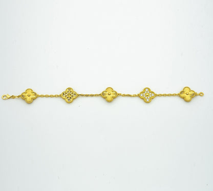 [baslovejewels]CLOVER BRACELET 5 MOTIFS GOLD DIAMOND