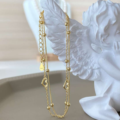 [baslovejewels]Dainty Double Layer Love Heart Bracelet