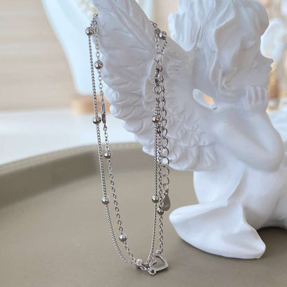 [baslovejewels]Dainty Double Layer Love Heart Bracelet
