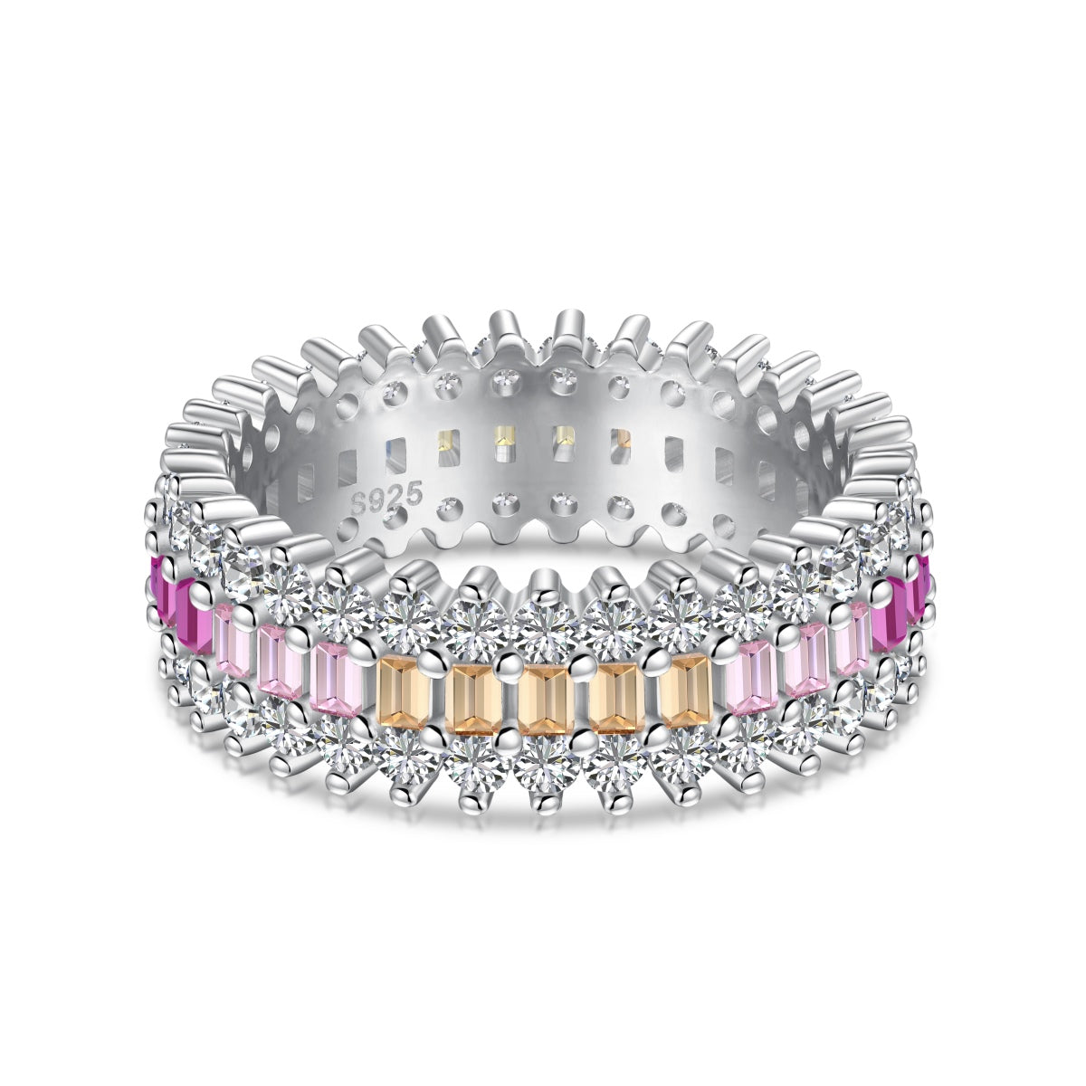 [baslovejewels]Ornate Colorful Radiant Cut Daily Ring