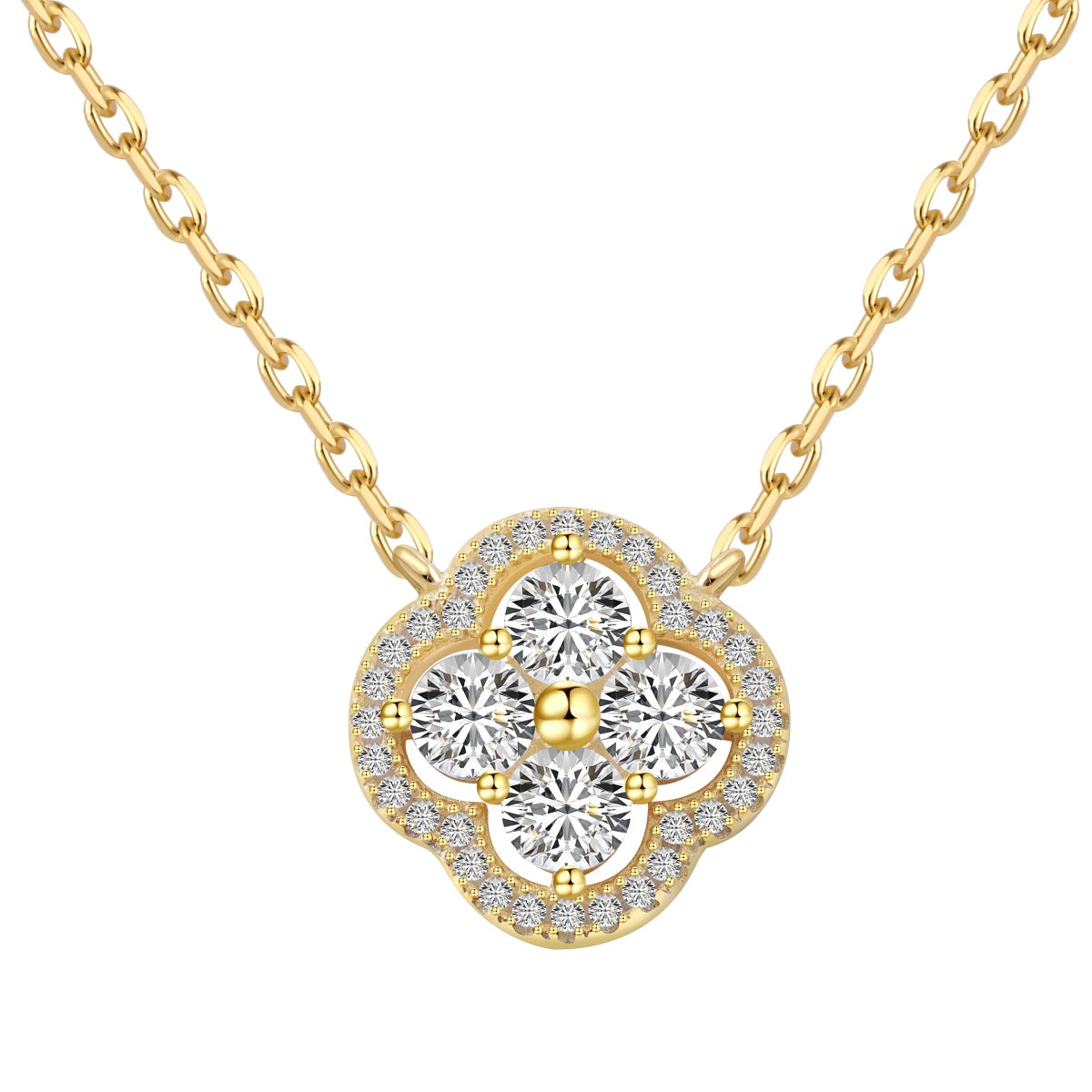 [baslovejewels]Exquisite Necklace With Four-Leaf Clover Flower Design