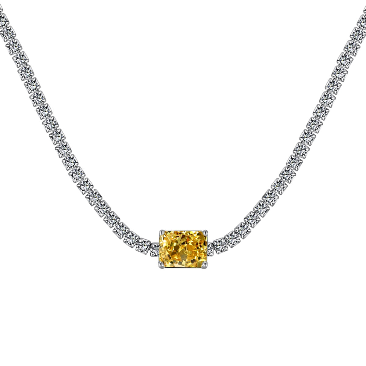 [baslovejewels]2.0 carat Ornate Emerald Cut Necklace