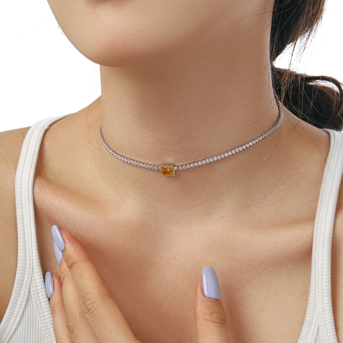 [baslovejewels]2.0 carat Ornate Emerald Cut Necklace