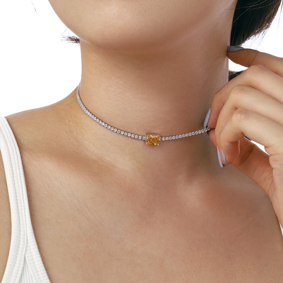 [baslovejewels]2.0 carat Ornate Emerald Cut Necklace