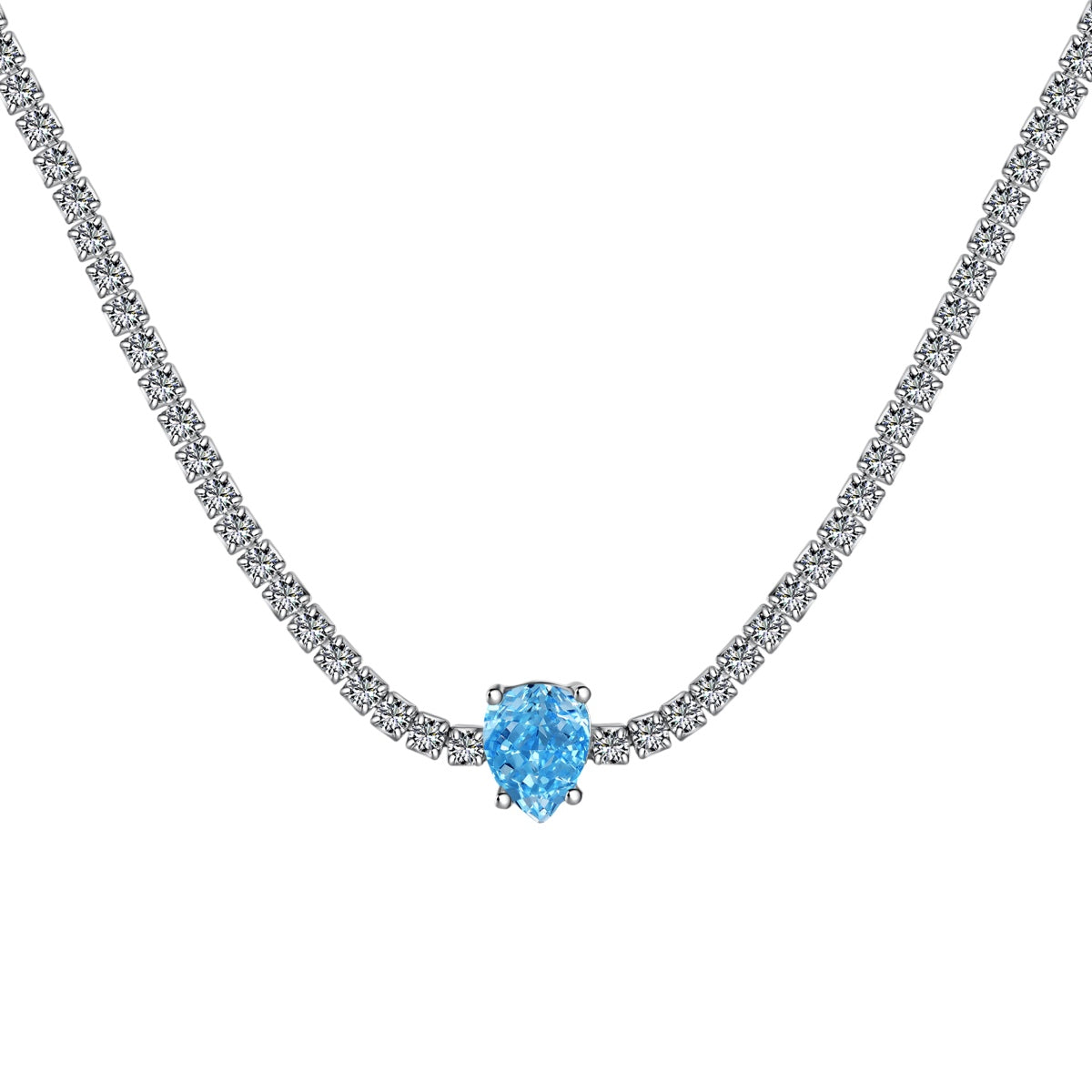 [baslovejewels]1.0 carat Unique Pear Cut Tennis Necklace
