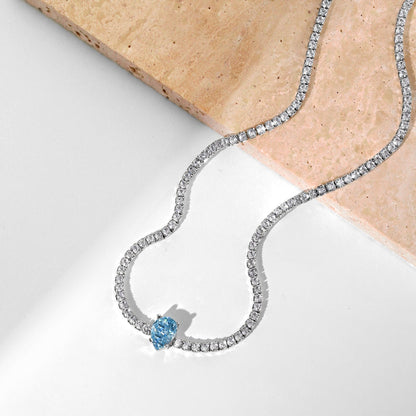 [baslovejewels]1.0 carat Unique Pear Cut Tennis Necklace