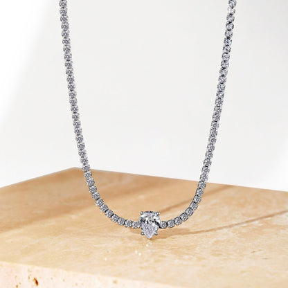 [baslovejewels]1.0 carat Unique Pear Cut Tennis Necklace