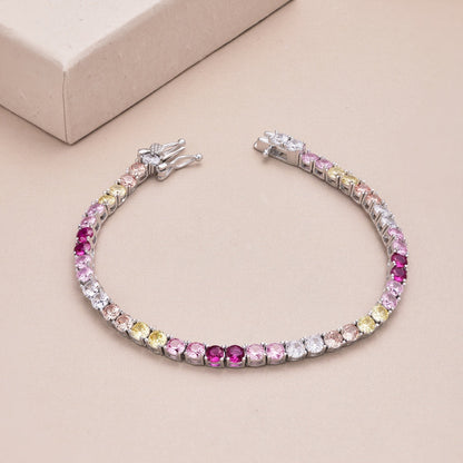 [baslovejewels]Radiant Colorful Round Cut Tennis Bracelet