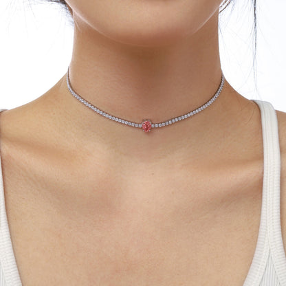 [baslovejewels]1.0 carat Unique Pear Cut Tennis Necklace