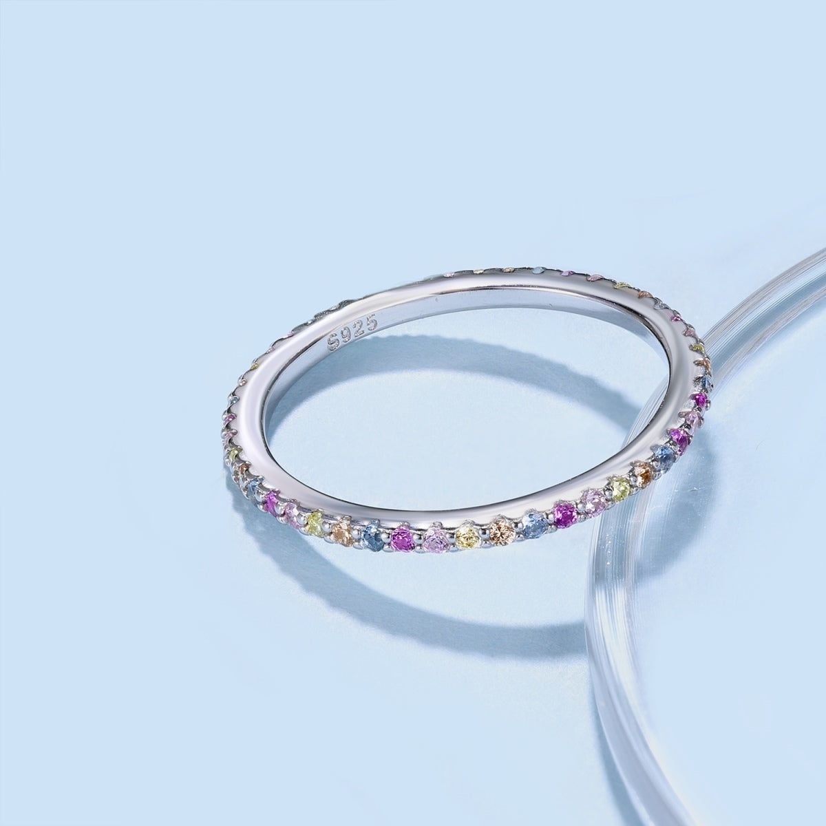 [baslovejewels]Ornate Colorful Round Cut Tennis Ring