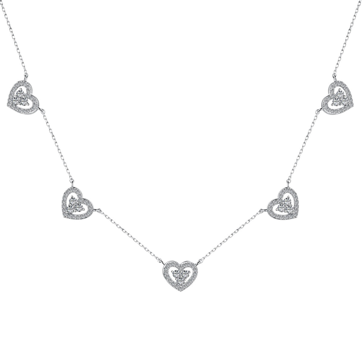[baslovejewels]Sparkling Five Heart Necklace