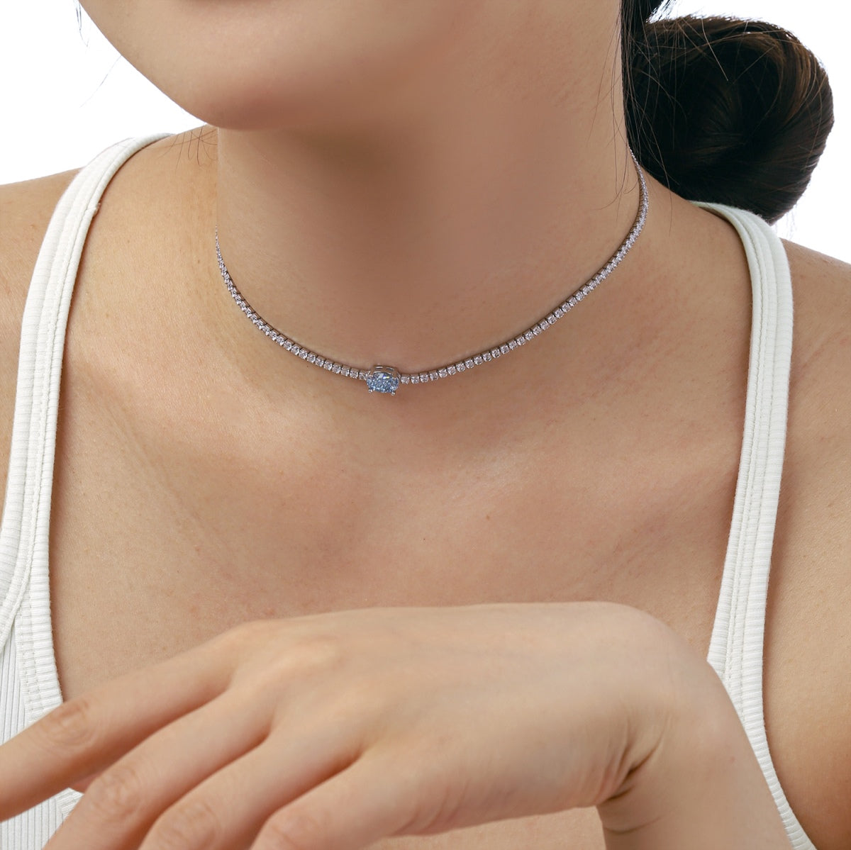 [baslovejewels]1.0 Carat Shining Oval Cut Necklace