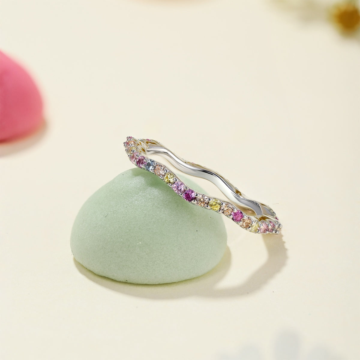[baslovejewels]Dainty Colorful Round Cut Party Ring