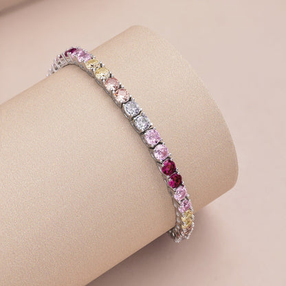 [baslovejewels]Radiant Colorful Round Cut Tennis Bracelet