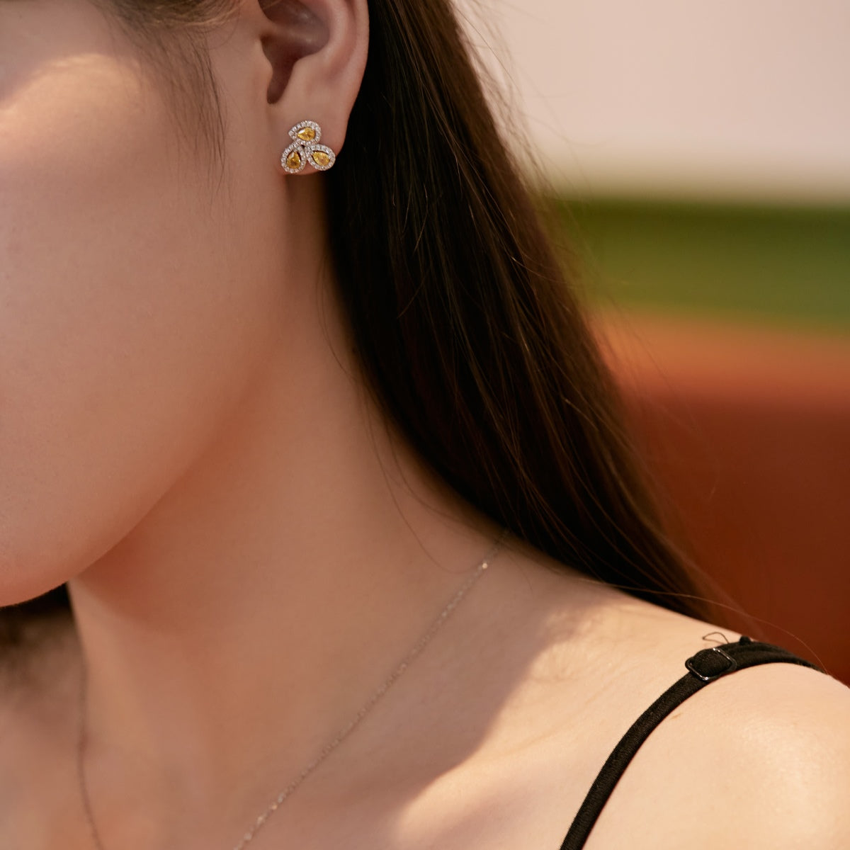 [baslovejewels]Ornate Flower Shape Pear Cut Lover Earrings