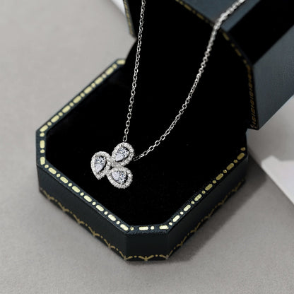 [baslovejewels]Elegant Flower Shape Pear Cut Necklace