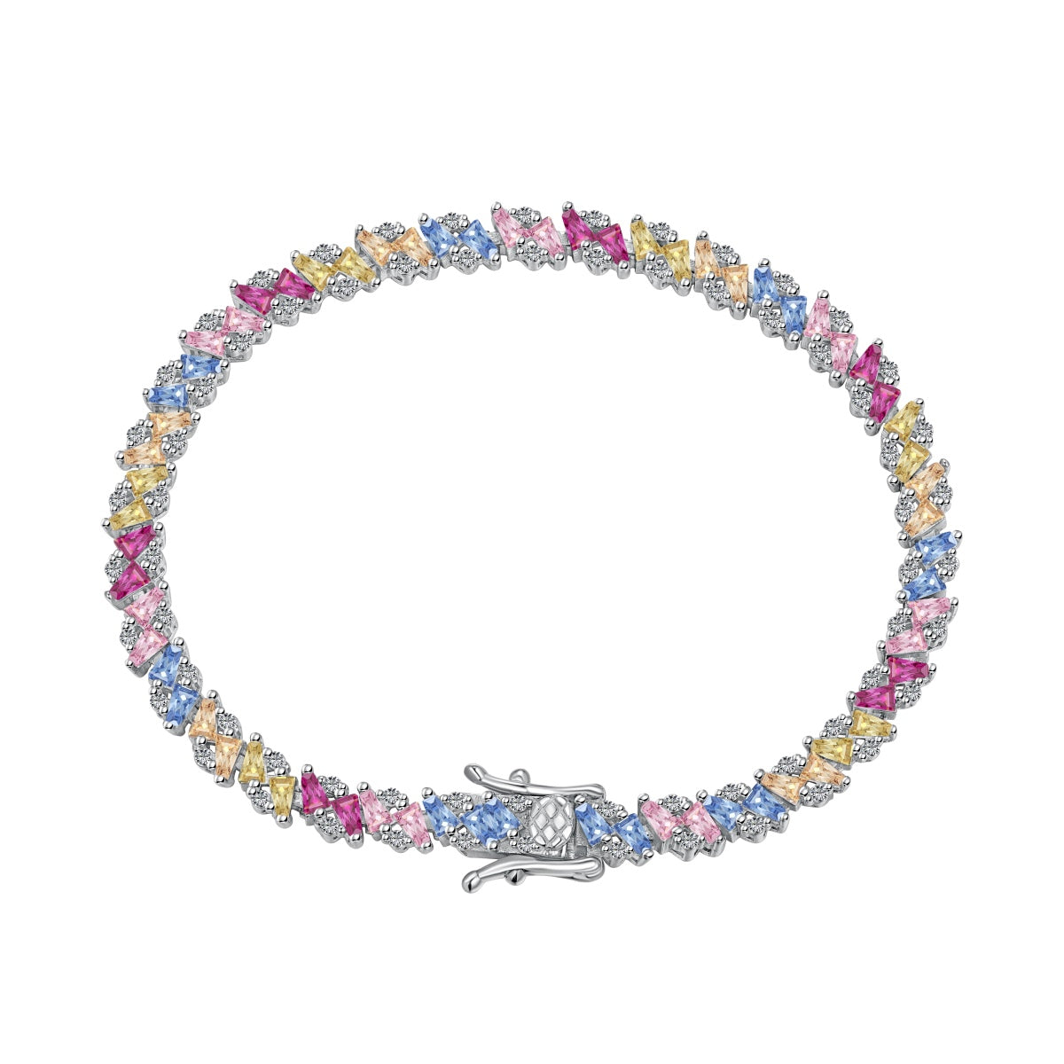 [baslovejewels]Ornate Sparkling Multi Cut Party Bracelet