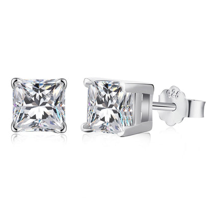 [baslovejewels]1.0 Carat Radiant Princess Cut Wedding Earrings