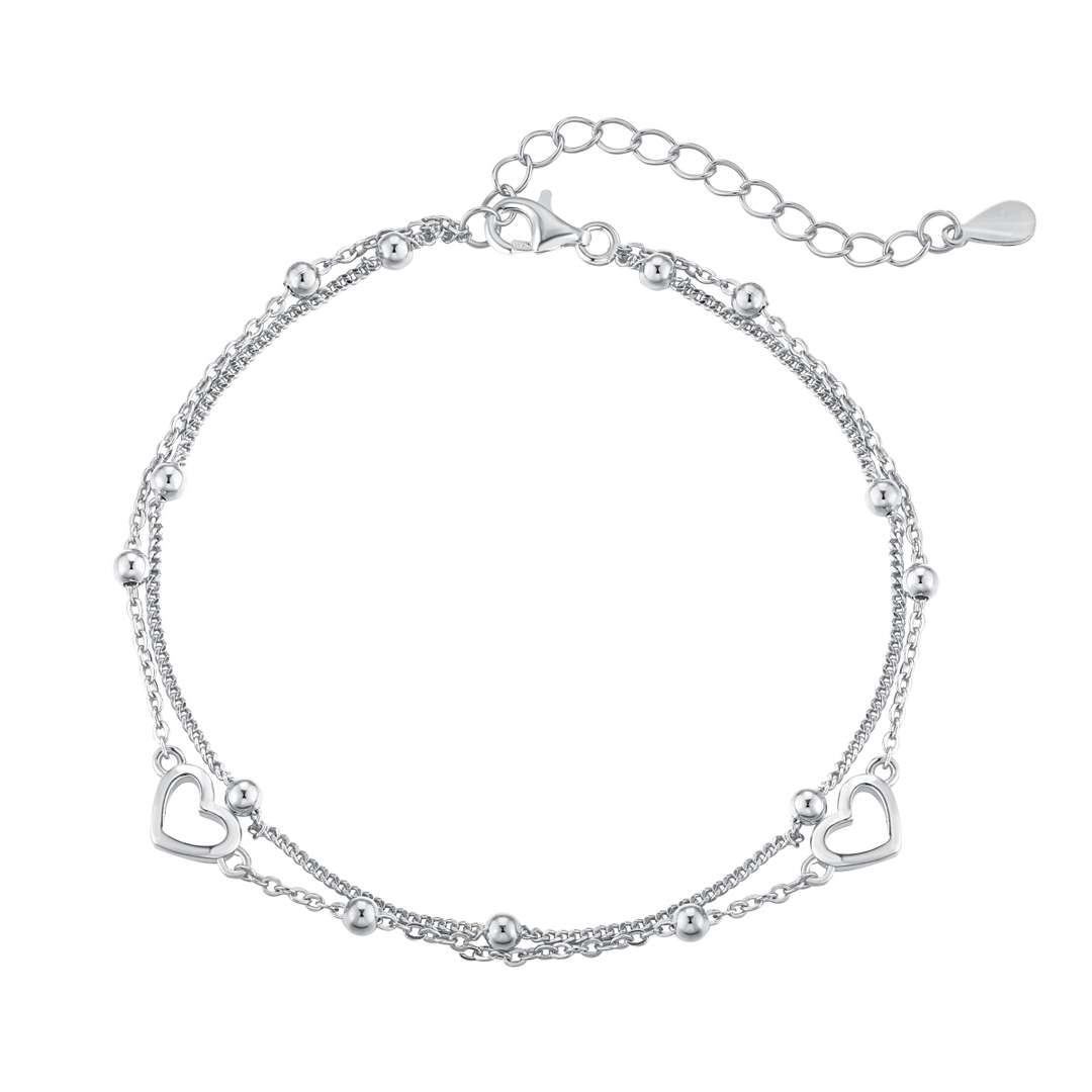 [baslovejewels]Dainty Double Layer Love Heart Bracelet