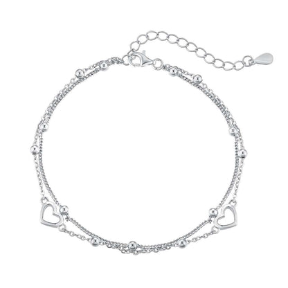 [baslovejewels]Dainty Double Layer Love Heart Bracelet