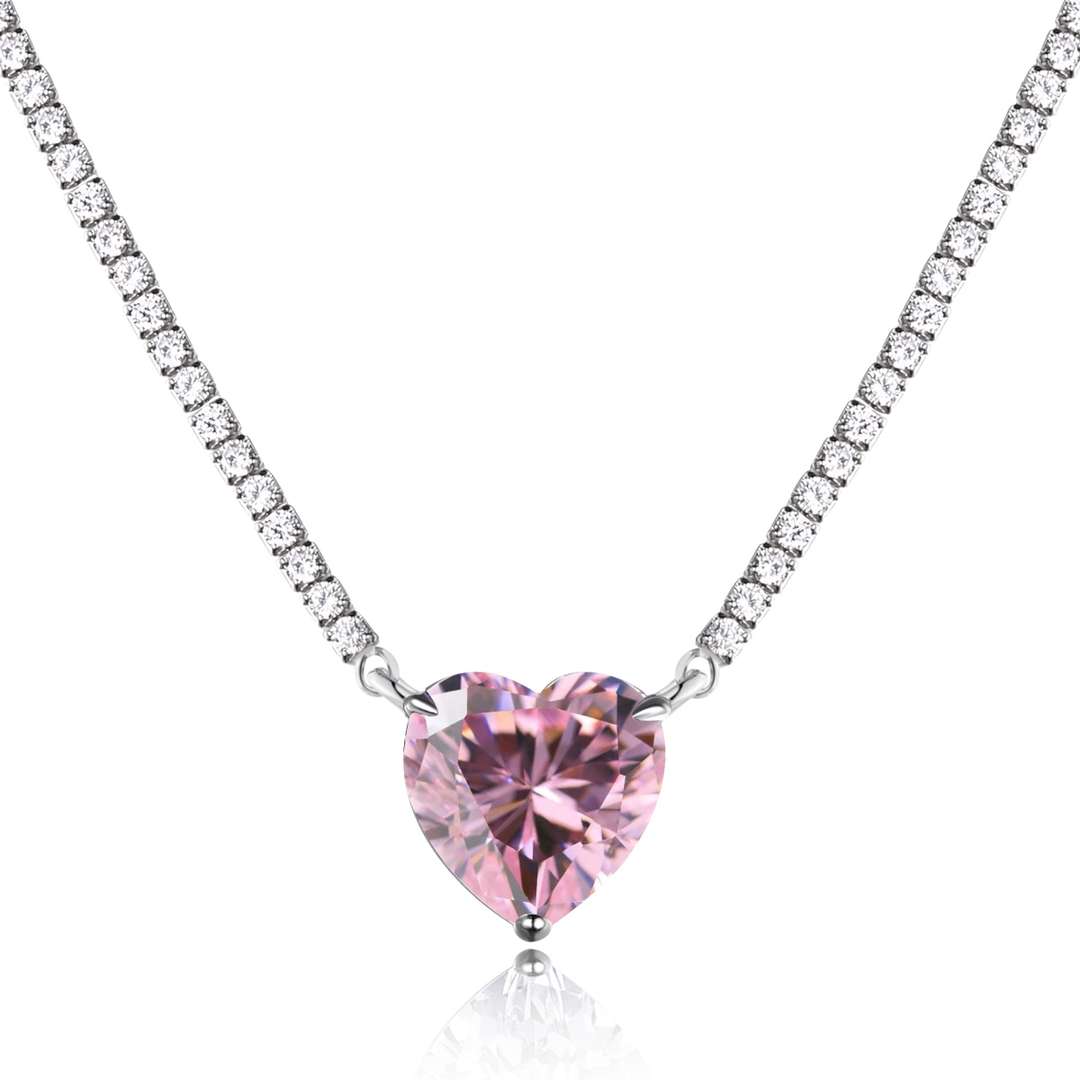 [baslovejewels]8.0 Carat Versatile Colorful Sweet Heart-Shaped Tennis Necklace