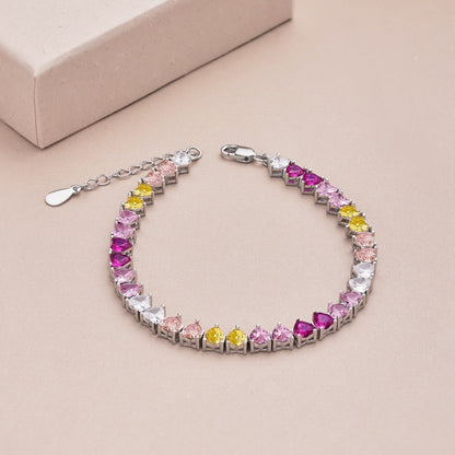 [baslovejewels]Luxurious Colorful Romantic Heart Shape Lover Bracelet