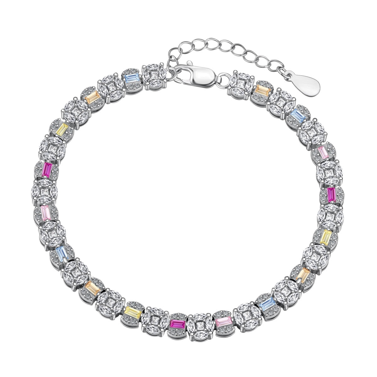 [baslovejewels]Dazzling Radiant Multi Cut Daily Bracelet