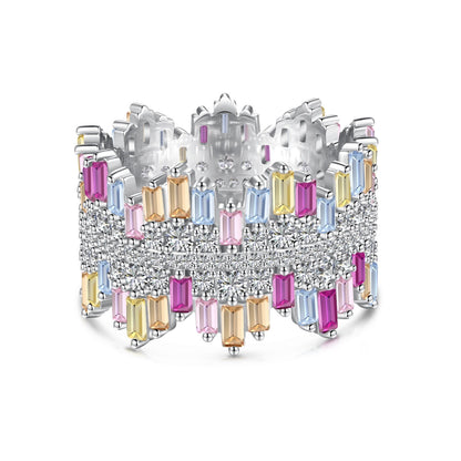 [baslovejewels]Luxurious Colorful Radiant Cut Daily Ring