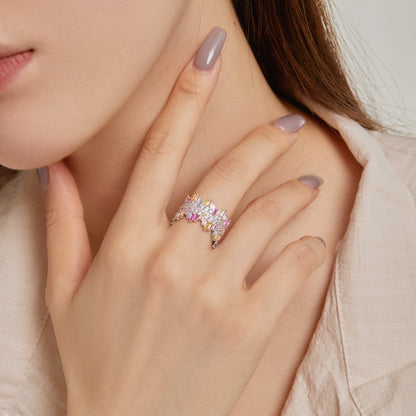 [baslovejewels]Luxurious Colorful Radiant Cut Daily Ring