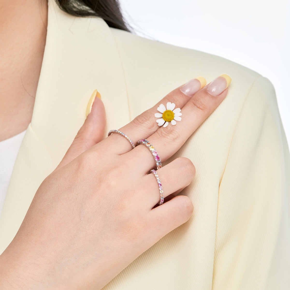 [baslovejewels]Dazzling Lustrous Round Cut Tennis Ring