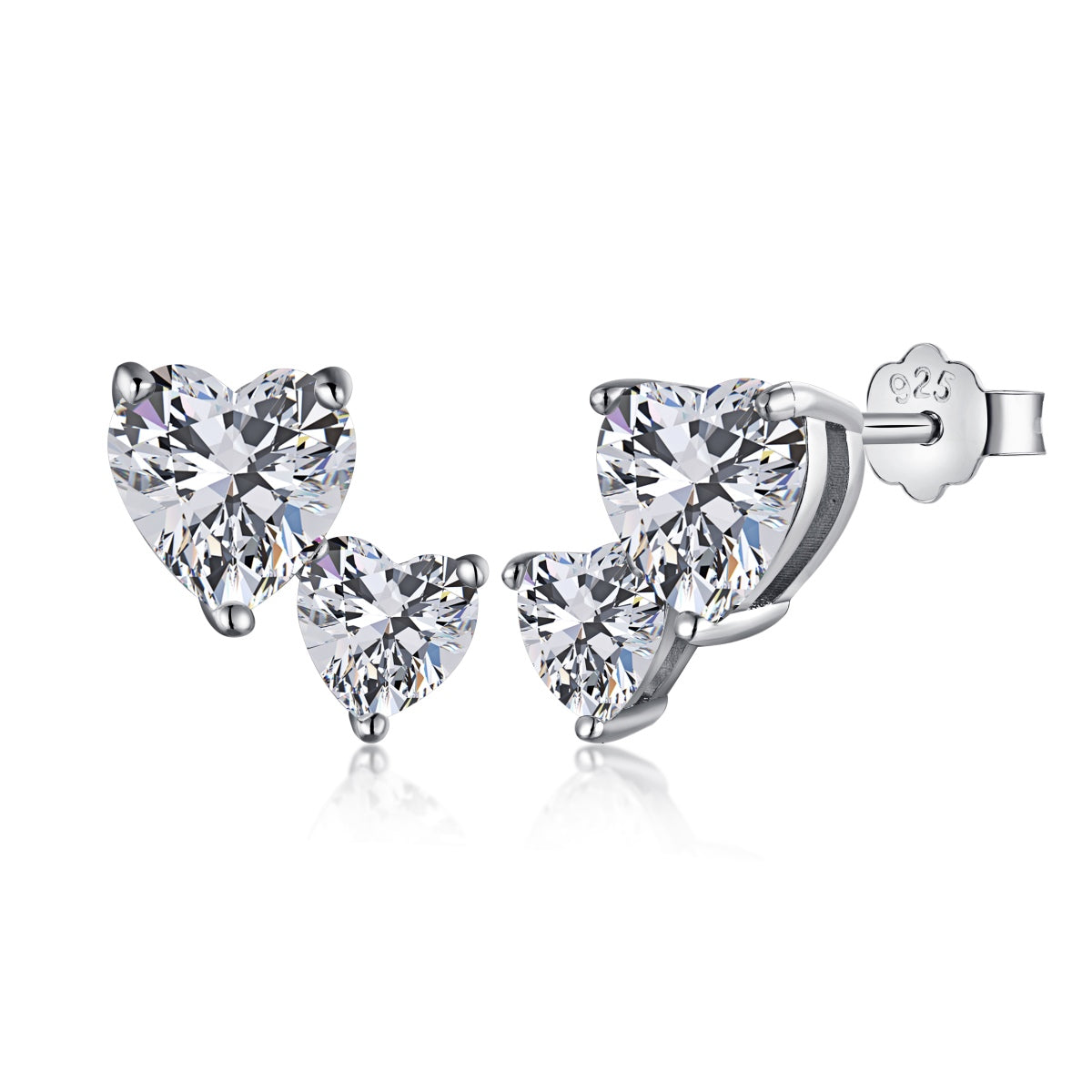 [baslovejewels]Double Heart-Shape Classic Princess Style Earrings