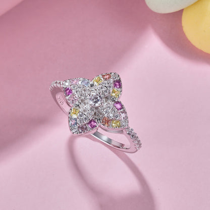 [baslovejewels]Luxurious Colorful Flower Shape Banquet Ring