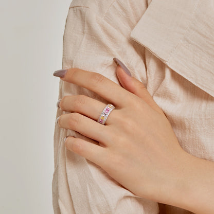 [baslovejewels]Dainty Colorful Radiant Cut Daily Ring