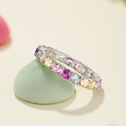 [baslovejewels]Dazzling Lustrous Round Cut Tennis Ring