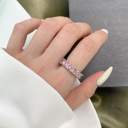 [baslovejewels]Elegant Princess Cut Tennis Ring