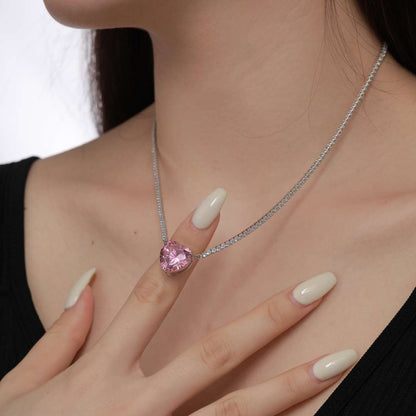 [baslovejewels]8.0 Carat Versatile Colorful Sweet Heart-Shaped Tennis Necklace