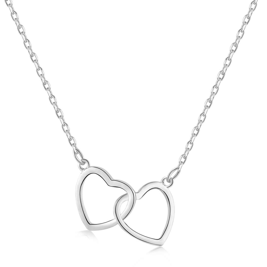 [baslovejewels]Sterling Silver Love Double Ring Necklace