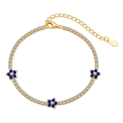 [baslovejewels]Sparkling Flower Shape Tennis Bracelet