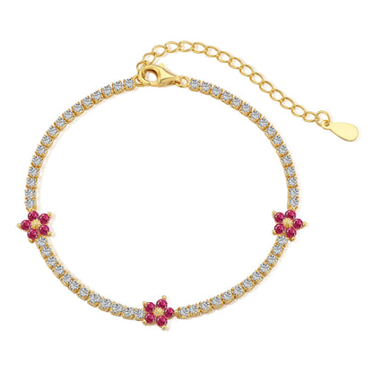 [baslovejewels]Sparkling Flower Shape Tennis Bracelet
