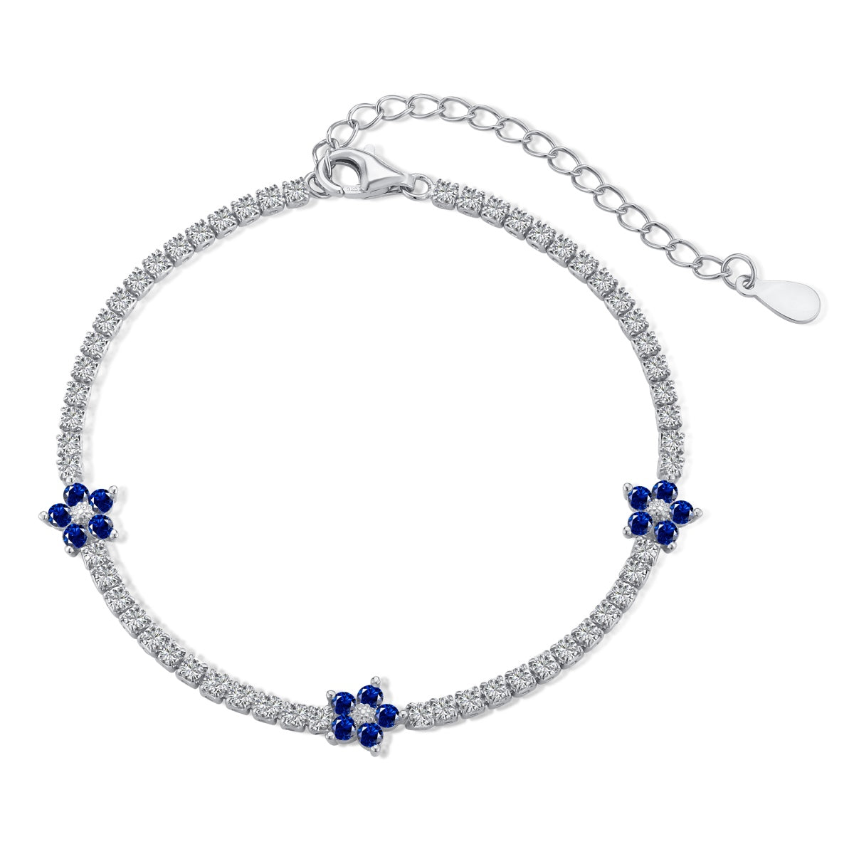 [baslovejewels]Sparkling Flower Shape Tennis Bracelet