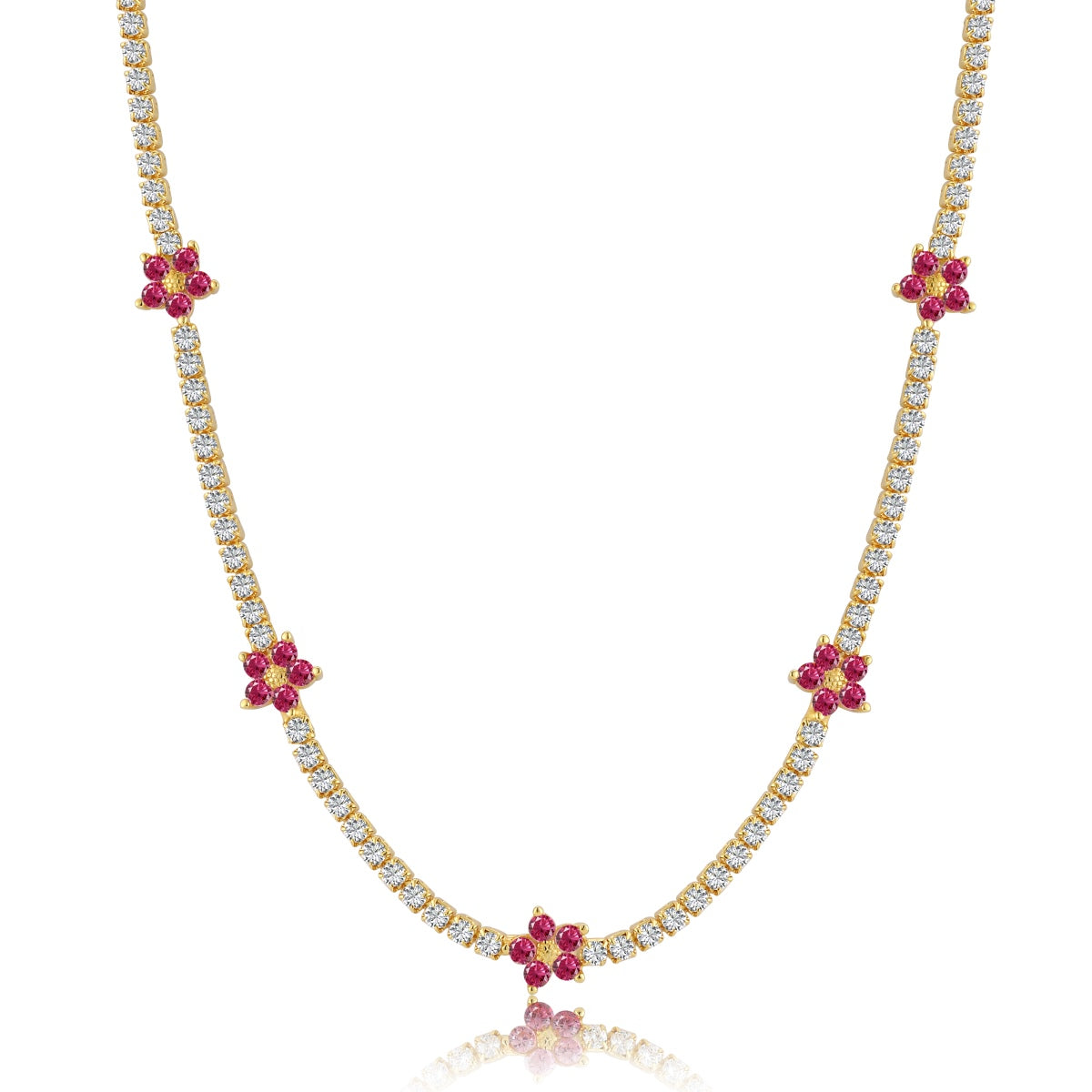 [baslovejewels]Luxurious Colorful Flower Tennis Necklace