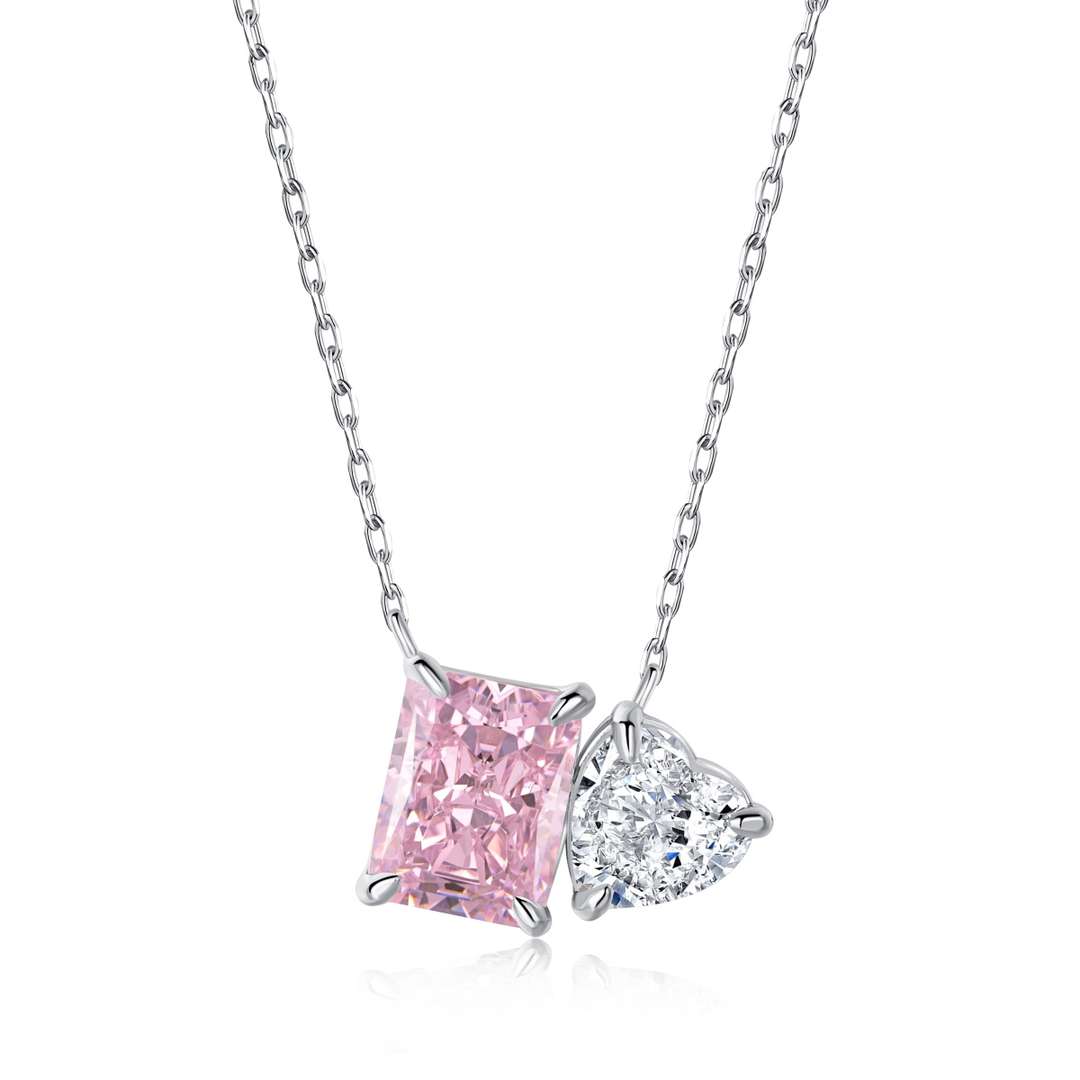 [baslovejewels]Dazzling Square & Heart Shape Necklace