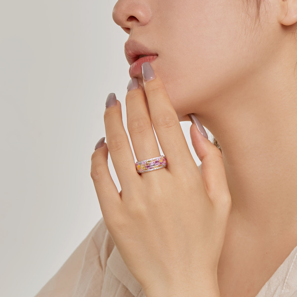[baslovejewels]Radiant Colorful Radiant Cut Daily Ring