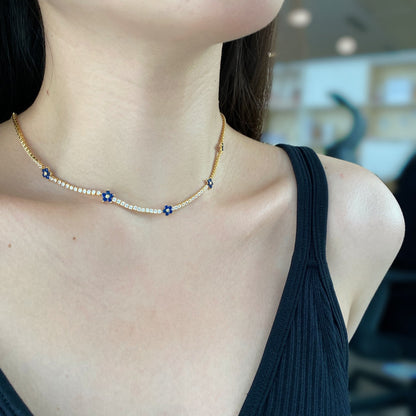 [baslovejewels]Luxurious Colorful Flower Tennis Necklace