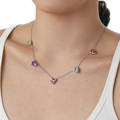 [baslovejewels]Sparkling Colorful Heart Cut Necklace