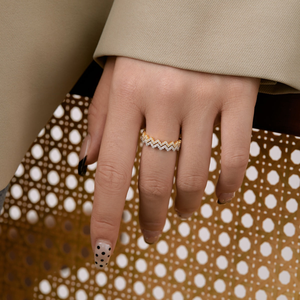 [baslovejewels]Delicate Enchanting Wave Shape Daily Ring