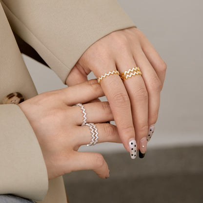 [baslovejewels]Delicate Enchanting Wave Shape Daily Ring