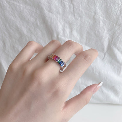 [baslovejewels]Unique Colorful Radiant Cut RIng
