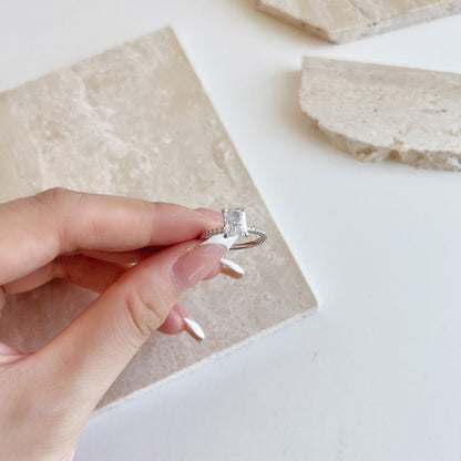 [baslovejewels]2.0 Carat Dazzling Sparkling Radiant Cut Party Ring