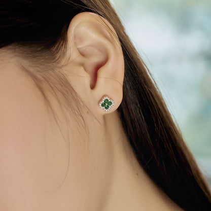 [baslovejewels]Four-Leaf Clover Flower Shaped Earrings
